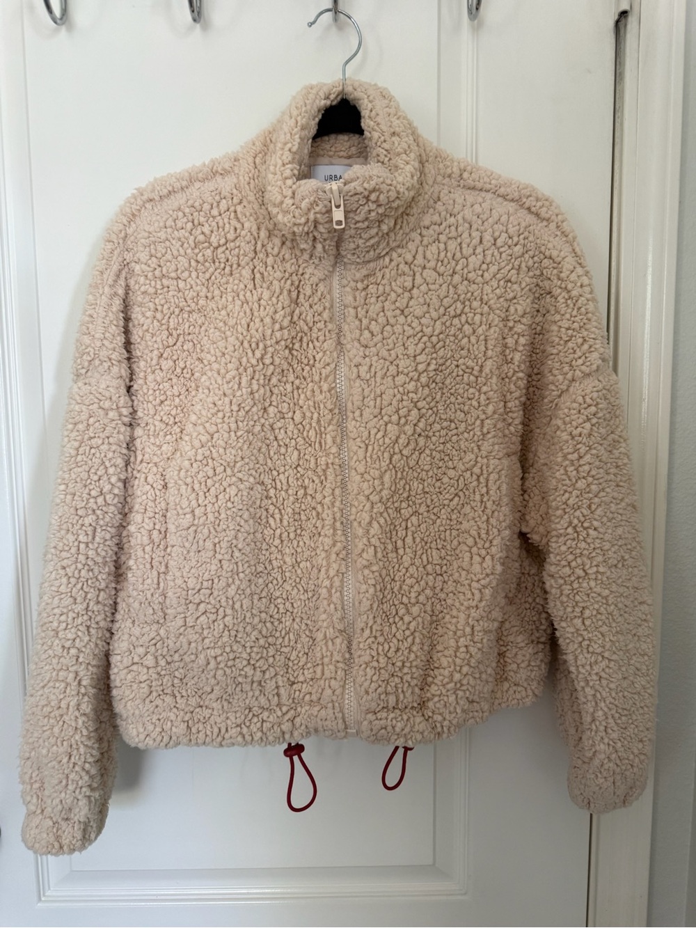Urban Outfitters Cream Teddy Zip-Up Jacket